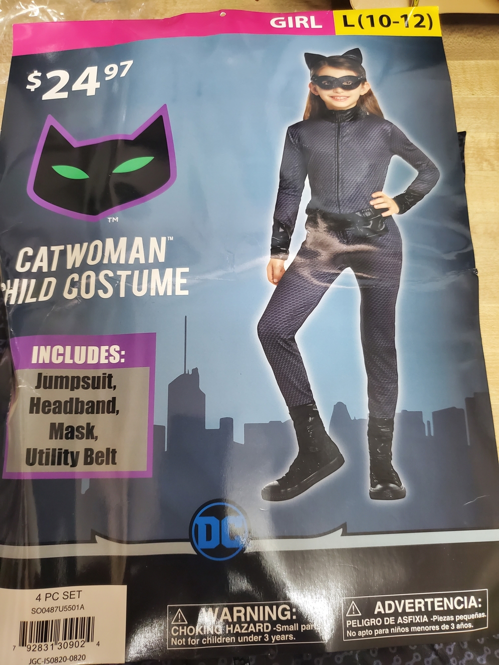 DC Catwoman Kids Costume - Black with Purple Accents